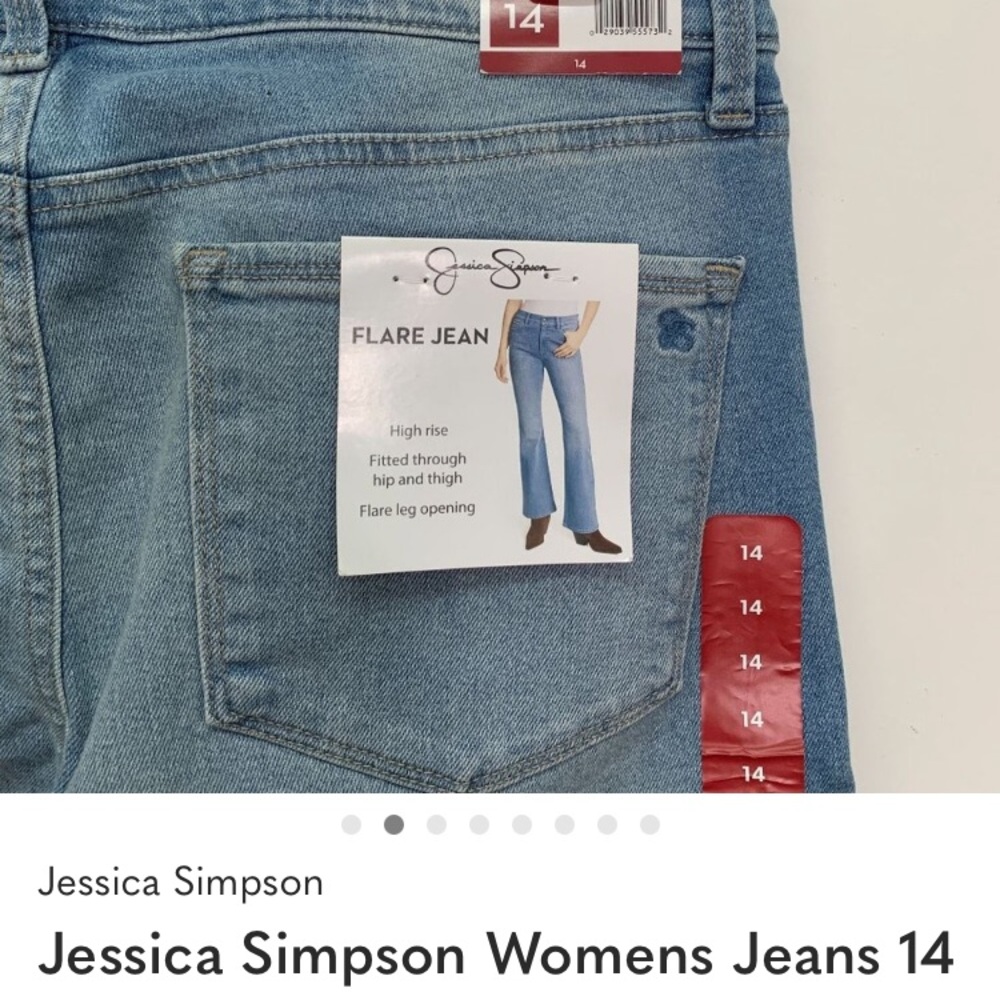 Jessica Simpson Womens Jeans 14 Flare Jeans High-Rise Light Wash Blue Size 14